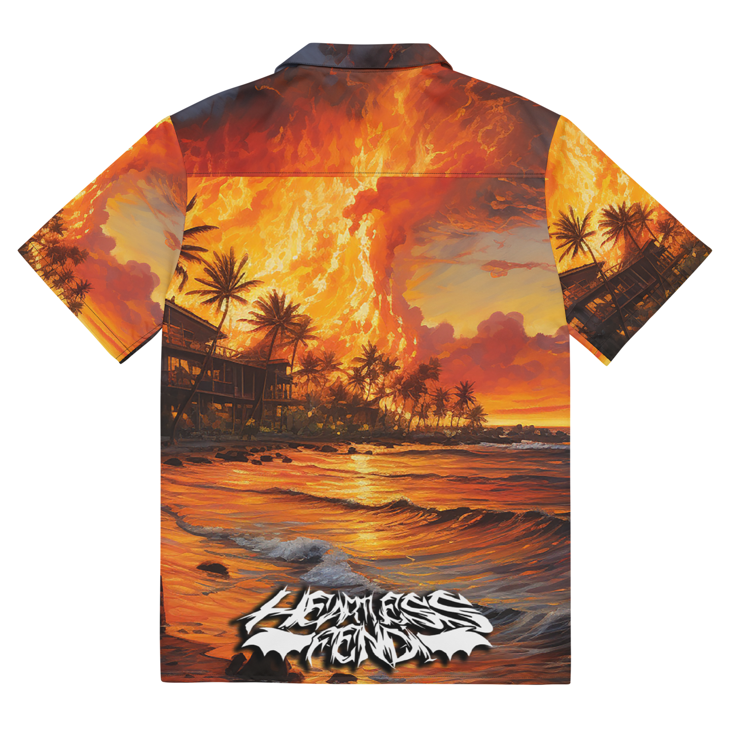 Heartless Fendi Flaming Hot Hawaiian Unisex button shirt