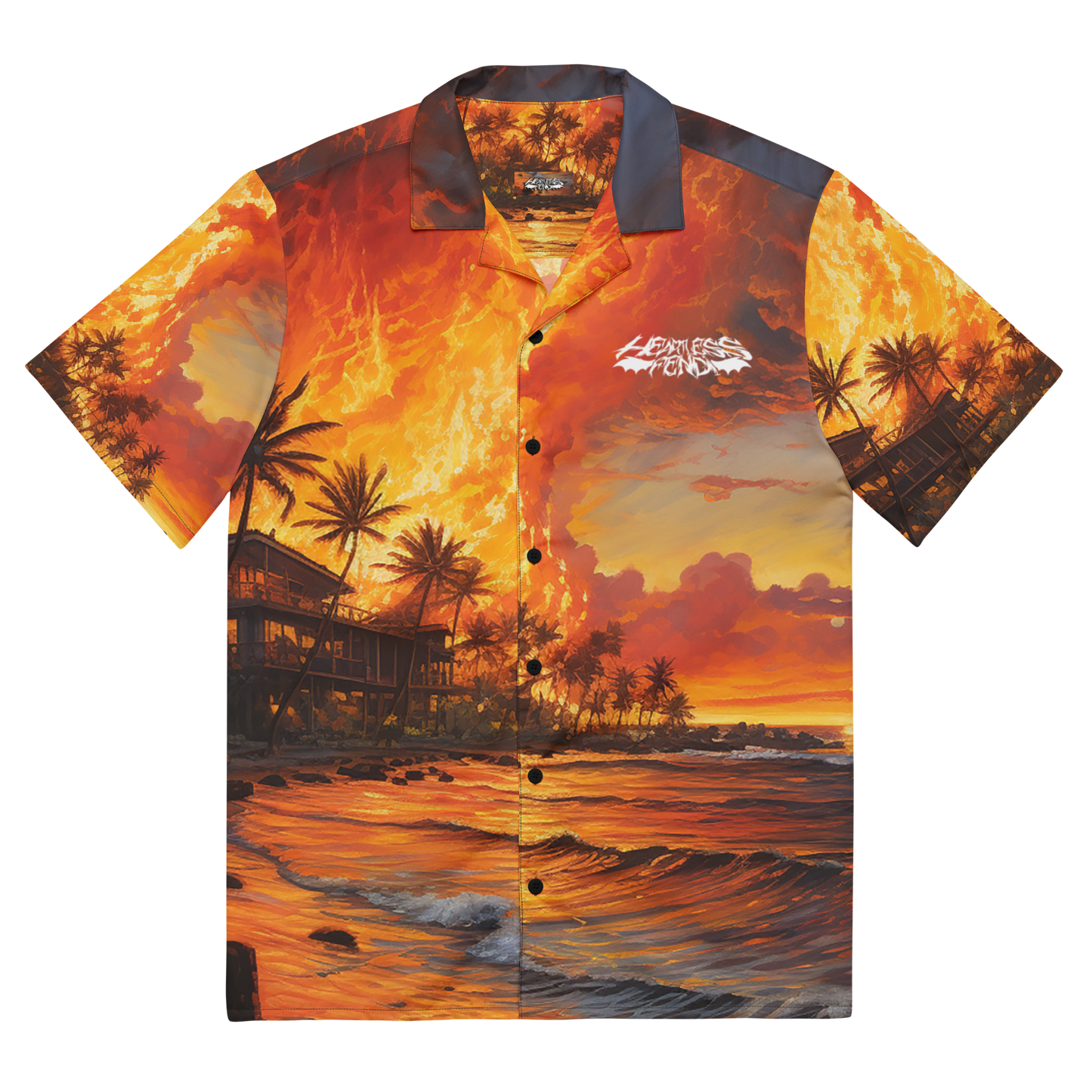 Heartless Fendi Flaming Hot Hawaiian Unisex button shirt